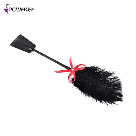 new arrival feather tickled whip eroti fetish leather spanking paddle play flogger sex toys