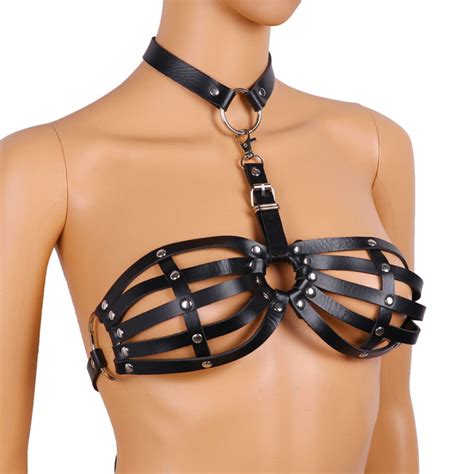 women goth harness cage bra cupless bralette chest strappy body
