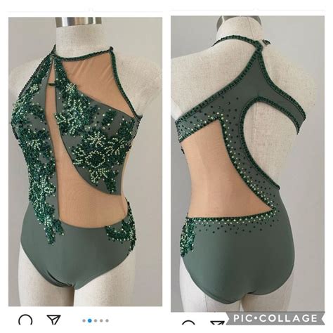 The Back Of A Green Leotard With Sequins On It