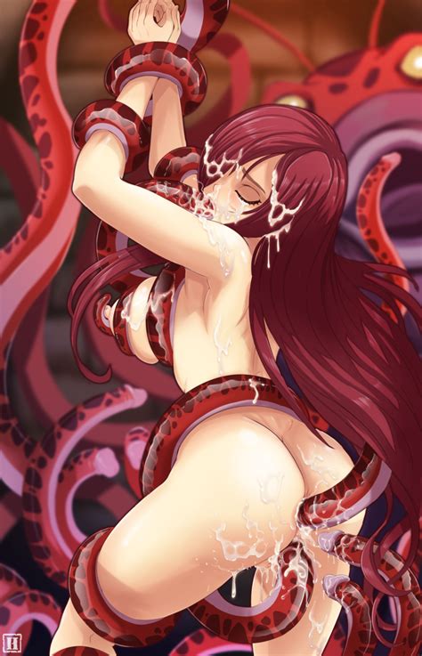 Hmage Erza Scarlet Yakdoriga Fairy Tail Highres 1girl Anal Blush Breasts Cum Nipples