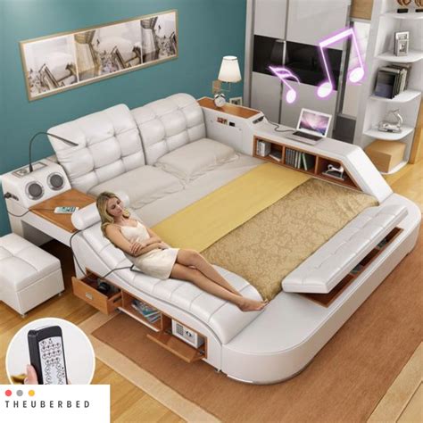 the ultimate bed with integrated massage chair and bluetooth speakers theuberbed comfy bedroom
