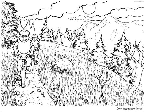 Nature Mountain Bike Coloring Pages - Nature & Seasons Coloring Pages