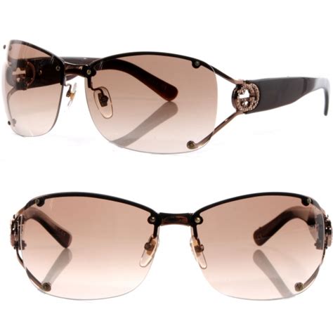 Gucci Crystal Gg Sunglasses 2820 Brown 62588 Fashionphile