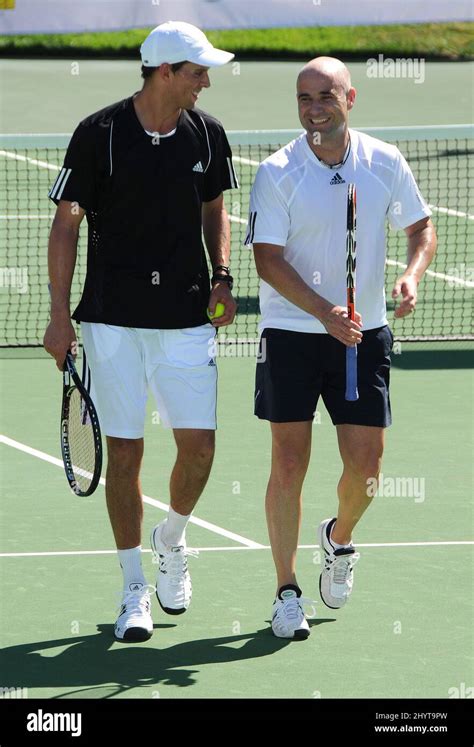 Andre Agassi And Mike Bryan At The Bryan Brothers All Star Tennis