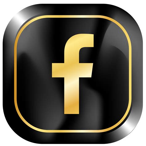 Premium Facebook Golden Logo Or Icon On Transparent Background PNG