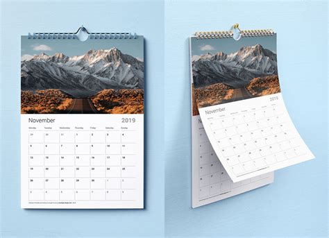 Free Premium Wall Calendar Mockup Psd And Template Set 2019 Psd