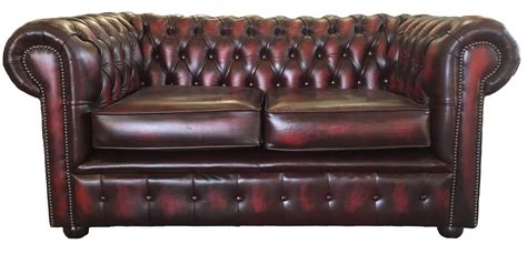 Chesterfield London 100 Genuine Leather Two Seater Sofa Oxblood Red Uk