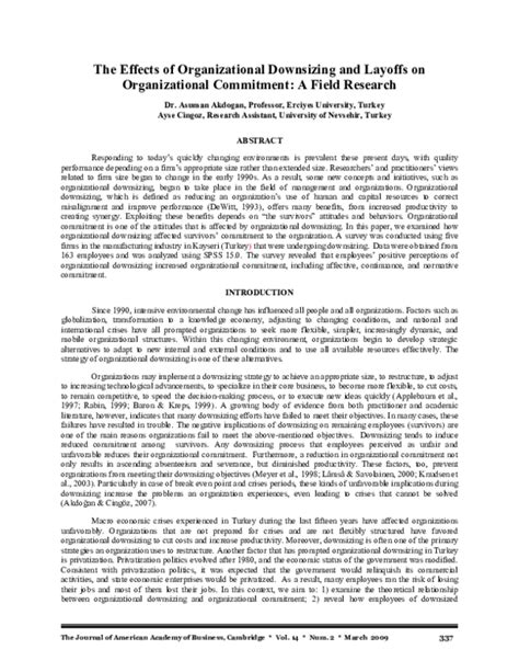 (PDF) The Effects of Organizational Downsizing and Layoffs on Organizational Commitment: A Field ...