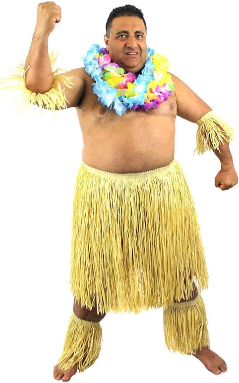 Mens Zulu Set Hawaiian Fancy Dress Costume Accessory Outfit Natural