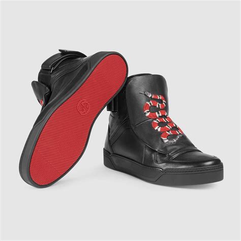 Lyst Gucci Leather High Top Sneaker With Snake In Black For Men