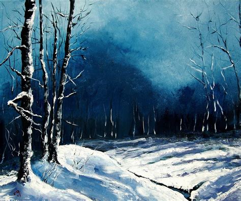 Winter Landscape Painting By Veronique Radelet