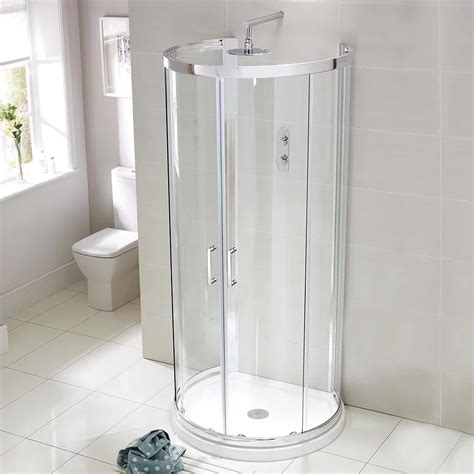 Verona Aquaglass Purity D Shaped Shower Enclosure With Tray 900mm X