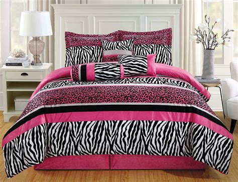 Grandlinen 7 Piece Full Size Hot Pink Black Animal Print