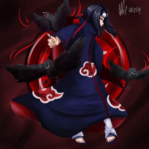 Itachi Digital Illustration With The Crows Naruto Amino
