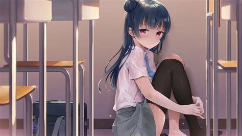 Desktop Wallpaper Anime Girl In Classroom Cute Anime