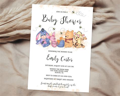 Editable Winnie The Pooh Baby Shower Invitation Template Etsy In 2022