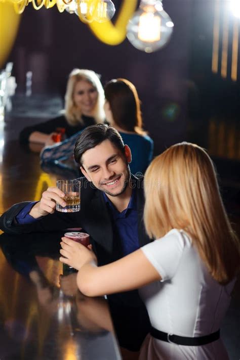 Couple Has A Drink In Bar Stock Photo Image Of Dating 52608250
