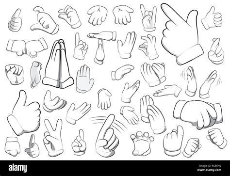 Vector Set Of Cartoon Hands With Many Gestures Big Collection Isolated