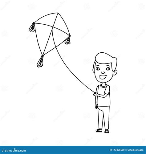 Little Boy Flying Kite Stock Vector Illustration Of Enjoy 143425650
