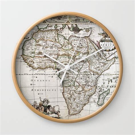 Vintage Africa Map Wall Clock By Map Shop Society6