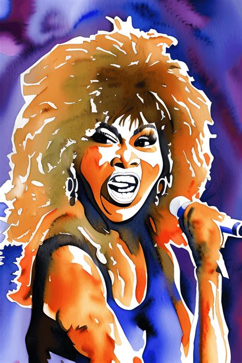 Tina Turner Watercolor Painting Cartoon · Creative Fabrica