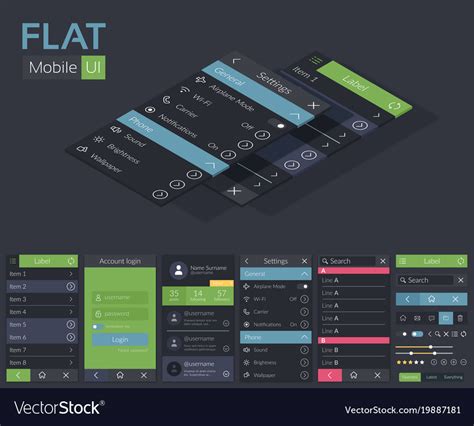 Mobile Flat Ui Design Template Royalty Free Vector Image