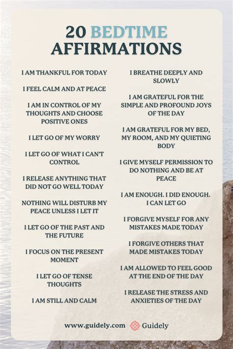 100 Positive Sleep Affirmations For A Restful Night Free Printable