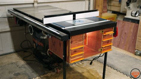 A Workbench Made Out Of Old Drawers In A Garage