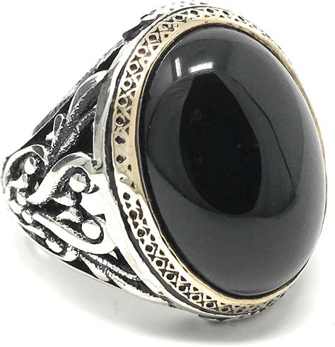 Kar 925k Stamped Sterling Silver Black Onyx Mens Ring I1i