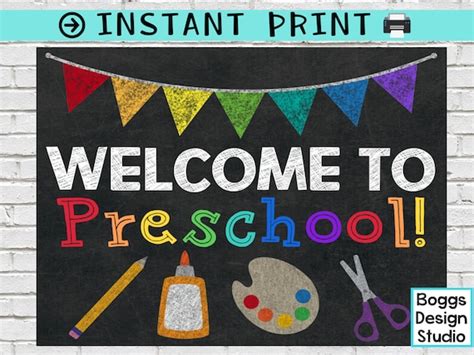 Welcome To Preschool Sign Back To School Sign Classroom Etsy