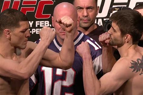 Nick Diaz Vs Carlos Condit Staredown Pic From UFC Weigh Ins