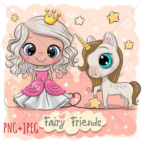 Cute Unicorn And Princess Png Digital Download Clipart Etsy In 2021 Cute Cartoon Cute