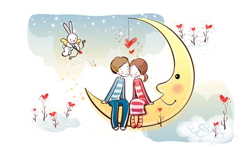 Maybe you would like to learn more about one of these? Free Cute Cartoon Love Couple Wallpaper, Download Free ...