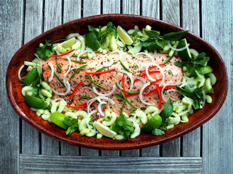 Baked Side Of Salmon With Vietnamese Cucumbers The Weathered Grey Table