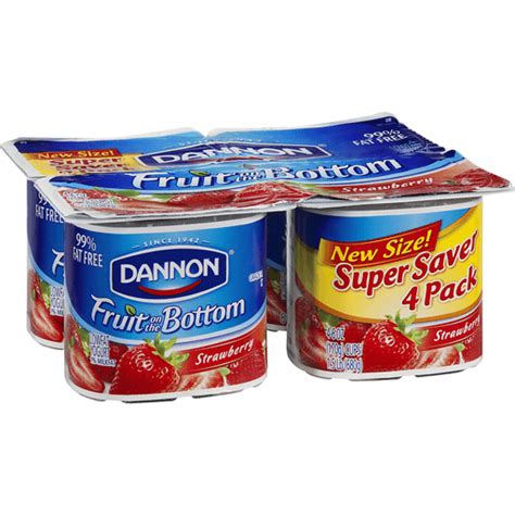 Dannon Fruit On The Bottom Lowfat Yogurt Strawberry 4 Ct Shop Bevmo