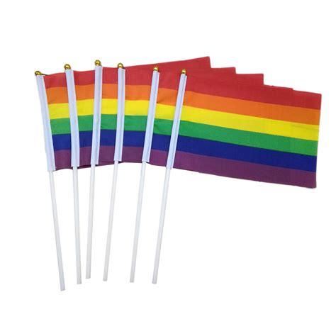 50 100pcs rainbow flag 21 x 14cm gay pride lesbian lgbt flag poly peace festival ebay