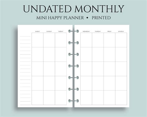Undated Monthly Calendar Sunday Start Pt Paper