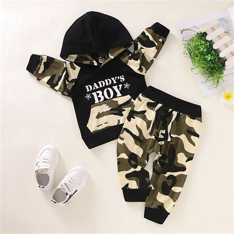 Buy Newborn Infant Baby Boys Letter Hoodie T Shirt Tops Camouflage