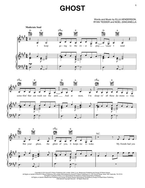 Partition Piano Ghost De Ella Henderson Piano Voix Guitare Mélodie Main Droite