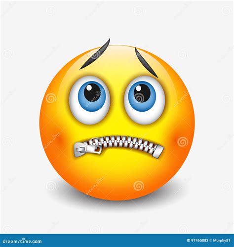 Zipped Mouth Smiley Emoticon Emoji Vector Illustration