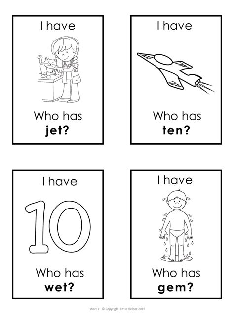 Short Vowel E Game I Have Who Has Resource Classroom Student