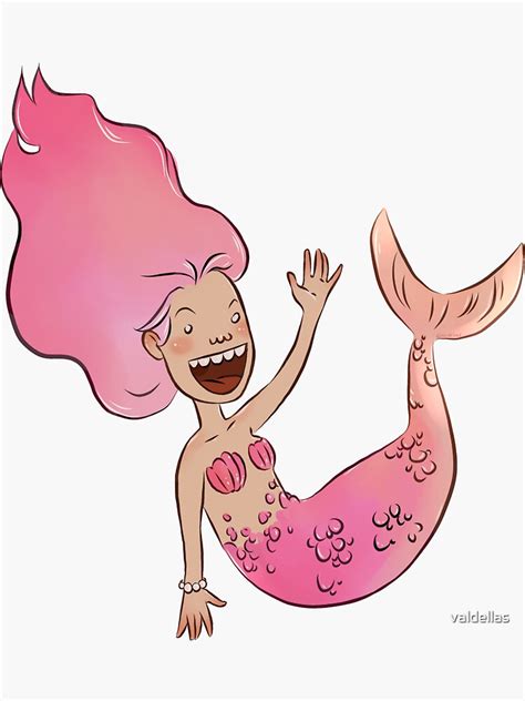 Pink Derpy Goofy Mermaid Sticker For Sale By Valdellas Redbubble
