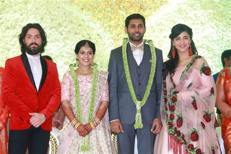 Shruti Haasan Michael Corsale And Kamal Haasan Attend Aadhav S Wedding