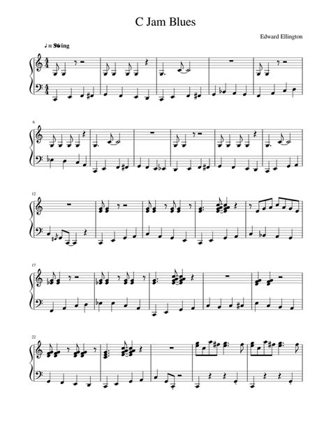 C Jam Blues Sheet Music For Piano Solo Easy