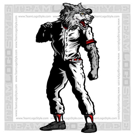 Wolf Baseball Mascot Clipart Image In Vector Format Baseball Artwork