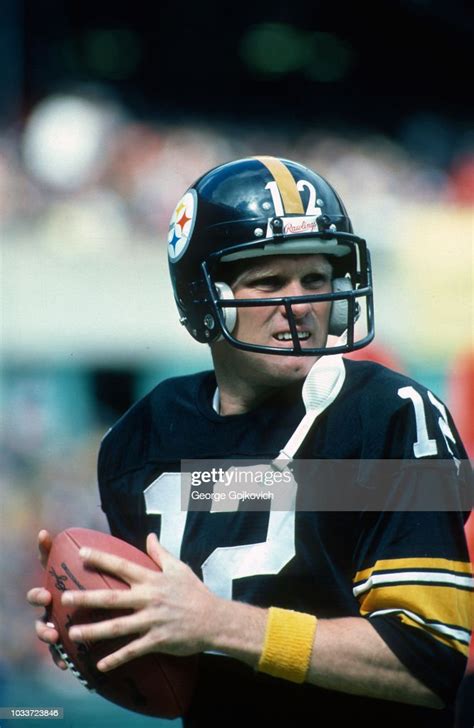 Quarterback Terry Bradshaw Of The Pittsburgh Steelers Looks On From