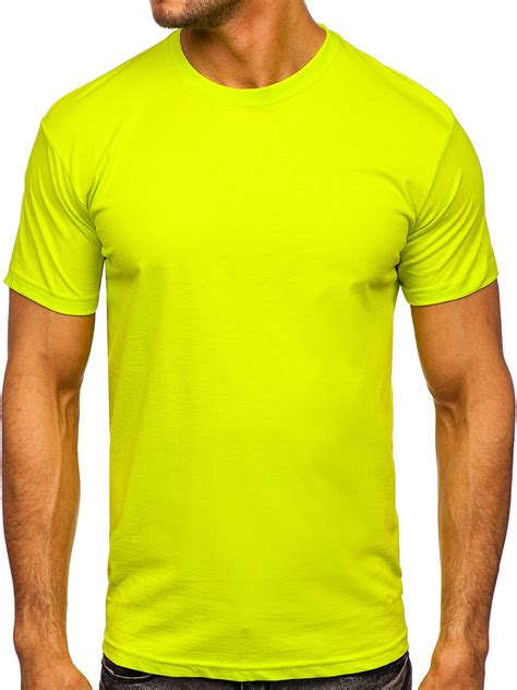 Camiseta Para Hombre Sin Estampado Color Amarillo Neón Bolf 192397