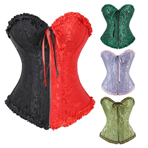 Steampunk Corset For Women Lace Up Bustiers Top Classic Corsetto Plus Size Zip Boned Bustier