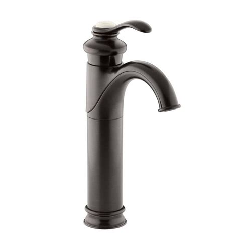 This bathroom sink faucet has an arching spout and a single handle for easy water control. Shop KOHLER Fairfax Oil-Rubbed Bronze 1-Handle Single Hole ...