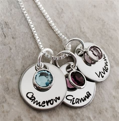 Personalized Name Necklace With Birthstone Crystals